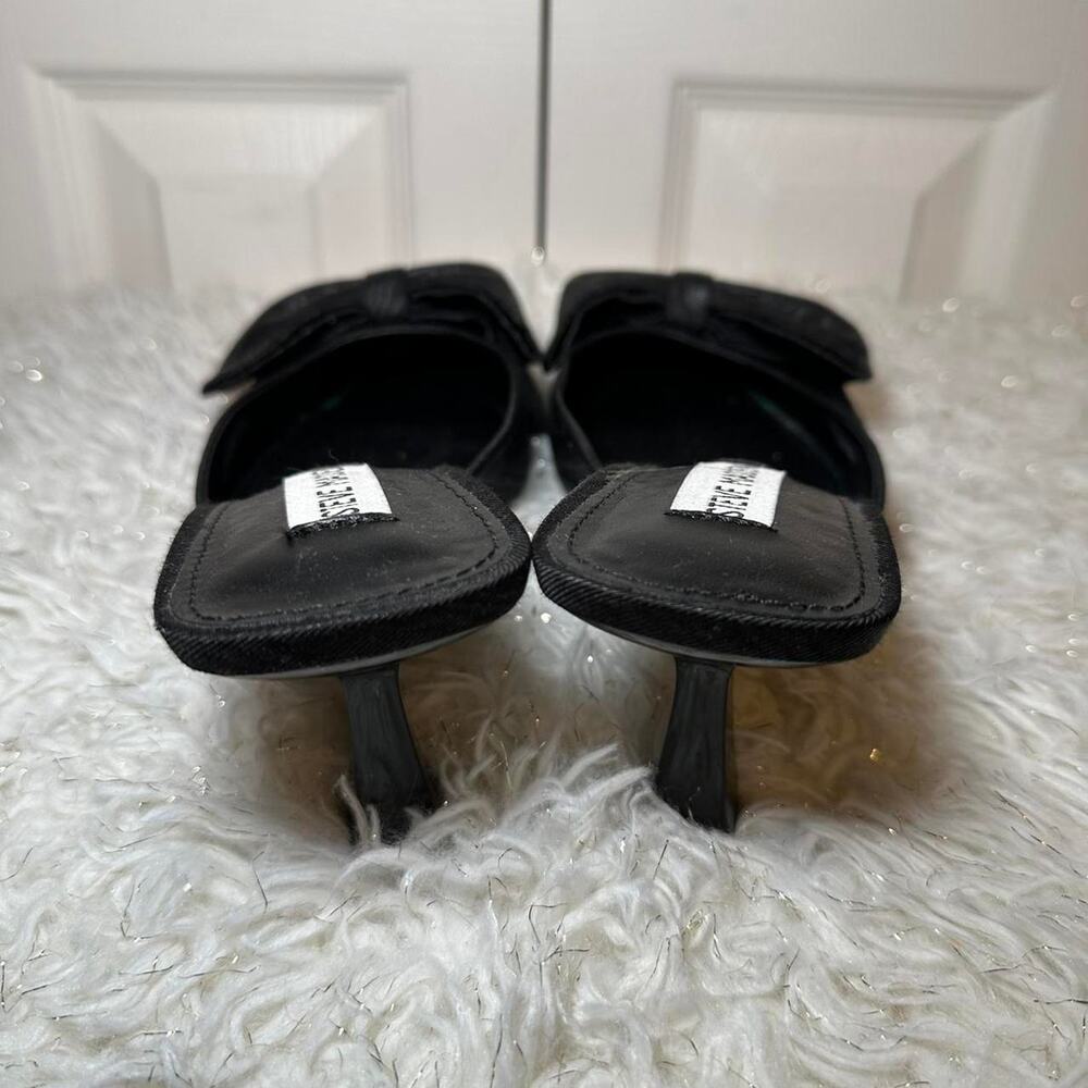 Steve Madden Y2K Black Bow Pointed Toe Mules Kitten Heel Slip On Pumps - Picture 5 of 6